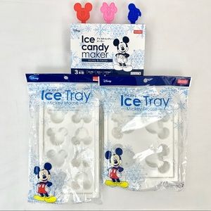 Japan Daiso 3 pc Mickey Mouse popsicle ice candy maker & jello/ice tray